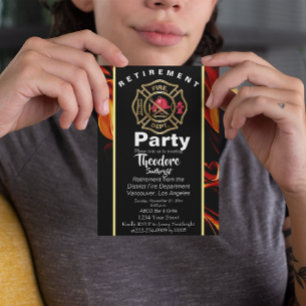 Invitación Jubilación de bombero con insignia
