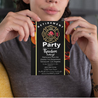 Invitación Jubilación de bombero con insignia