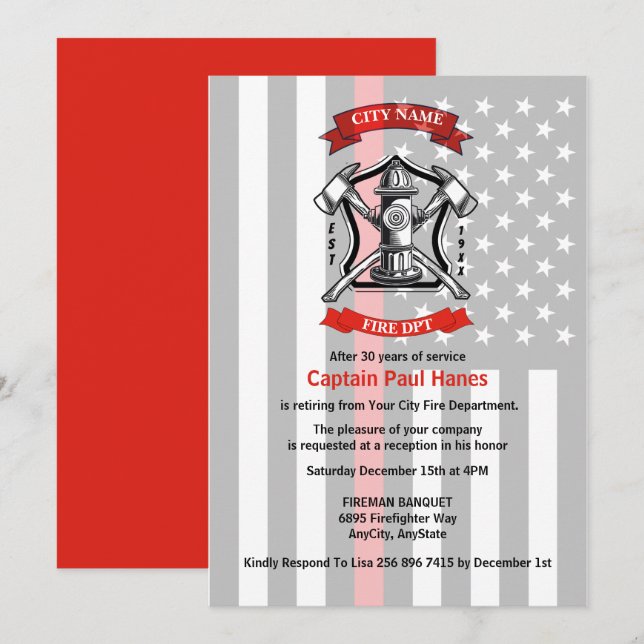 Invitación Jubilación de bomberos (Anverso / Reverso)