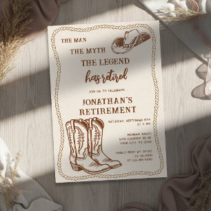 Invitación Jubilación de Botas Vaqueras Rústicas Occidentales