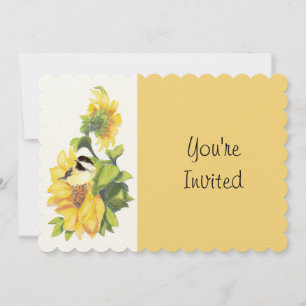 Invitación Jubilación de cumpleaños Chickadee Arte de girasol
