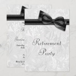 Invitación Jubilación de Damasco Negro y Lazo Falso