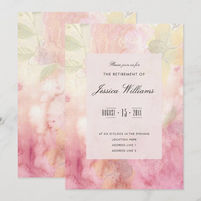 Invitación Jubilación de ensueño romántico (Anverso / Reverso)