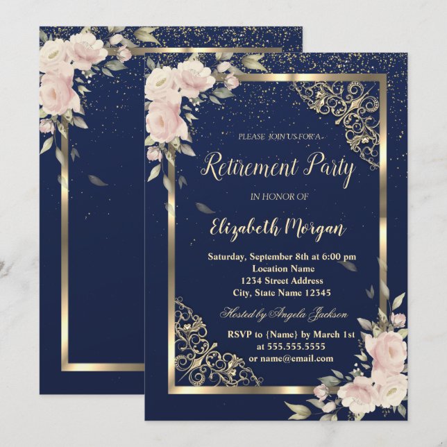 Invitación Jubilación de Flores Azules de la Marina de Guerra (Anverso / Reverso)