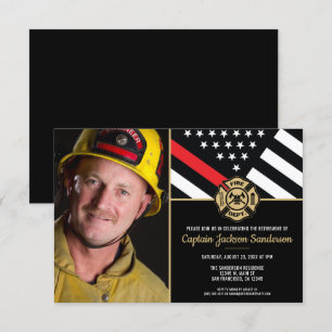 Invitación Jubilación de foto de bombero rojo delgado