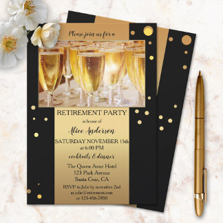 Invitación Jubilación de foto de confetti de rayas negras de 
