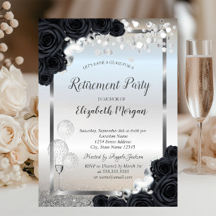 Invitación Jubilación de globos de vidrio de Rosas negros