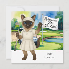 Invitación Jubilación de golf para los amantes del gato siamé