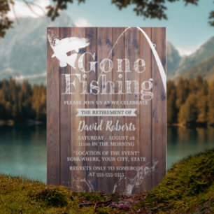 Invitación Jubilación De La Madera Rústica De La Pesca Retira