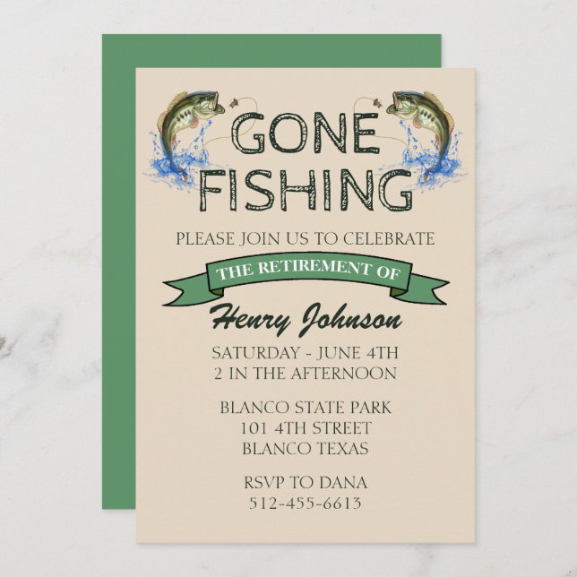 Invitación Jubilación de la pesca de base (Anverso / Reverso)