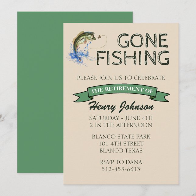 Invitación Jubilación de la pesca de base (Anverso / Reverso)
