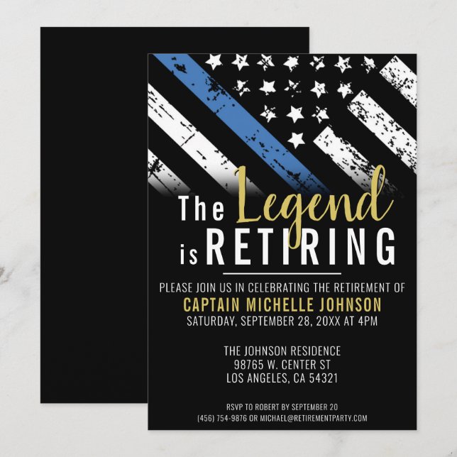 Invitación Jubilación de la policía Aplicación de la Bandera  (Anverso / Reverso)