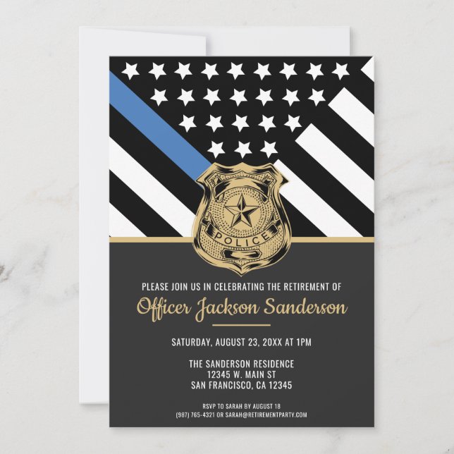Invitación Jubilación de la policía Aplicación de la ley de l (Anverso)