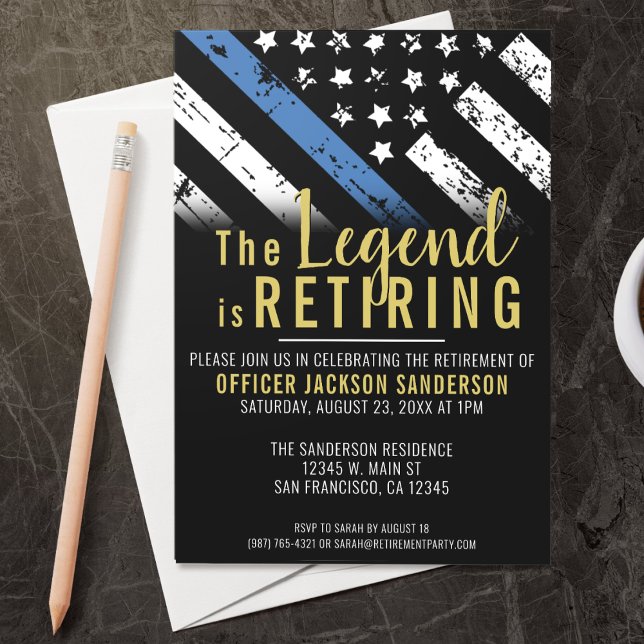 Invitación Jubilación de la policía Aplicación de la ley de l (A perfect retirement party invitation for a retiring law enforcement police officer, chief, sheriff!)