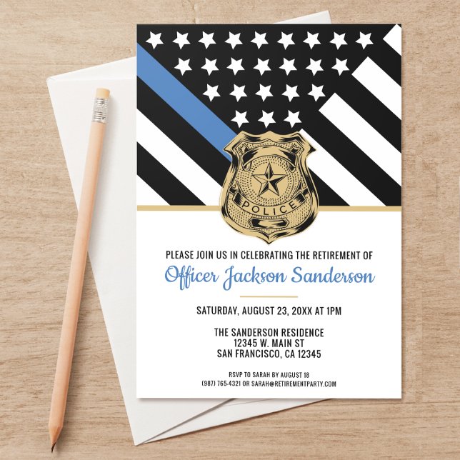Invitación Jubilación de la policía Aplicación de la ley de l (Perfect invitations to invite guests to honor the retiring police and law enforcement officer.)
