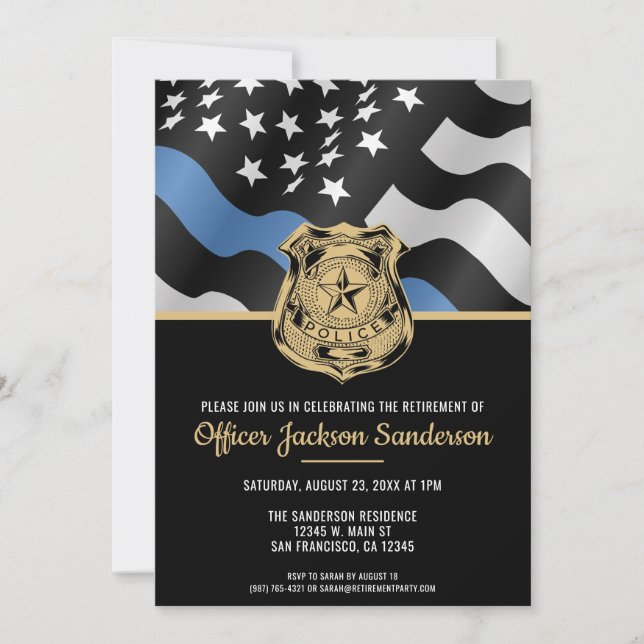 Invitación Jubilación de la policía Aplicación de la ley de l (Anverso)