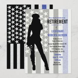 Invitación Jubilación de la policía de la bandera azul blanca