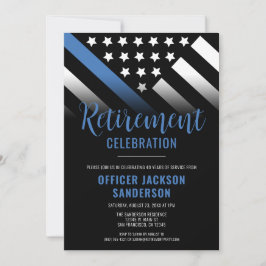 Invitación Jubilación de la policía de la línea azul delgada