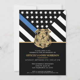 Invitación Jubilación de la policía Línea Azul Bandera Aplica