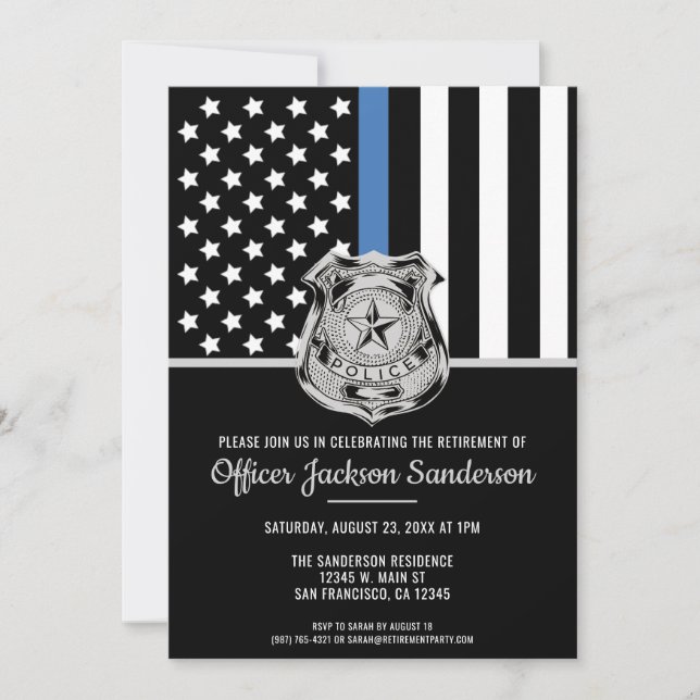 Invitación Jubilación de la Policía Línea Azul Ley de Aplicac (Anverso)