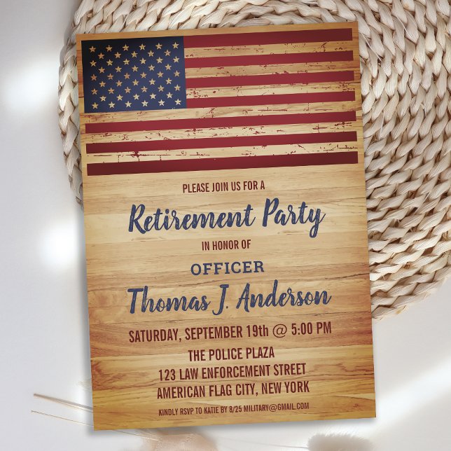 Invitación Jubilación de la policía militar con bandera estad (Subido por el creador)