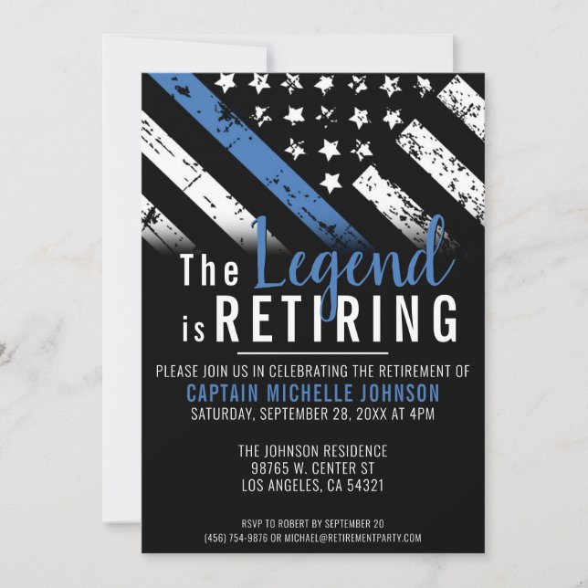 Invitación Jubilación de la policía Oficial delgado de la Lín (Anverso)