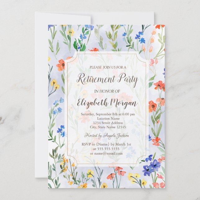 Invitación Jubilación de la pradera de flores silvestres de p (Anverso)