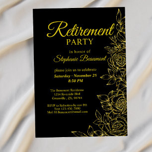 Invitación Jubilación de la Rosa Dorada Elegante para Mujeres