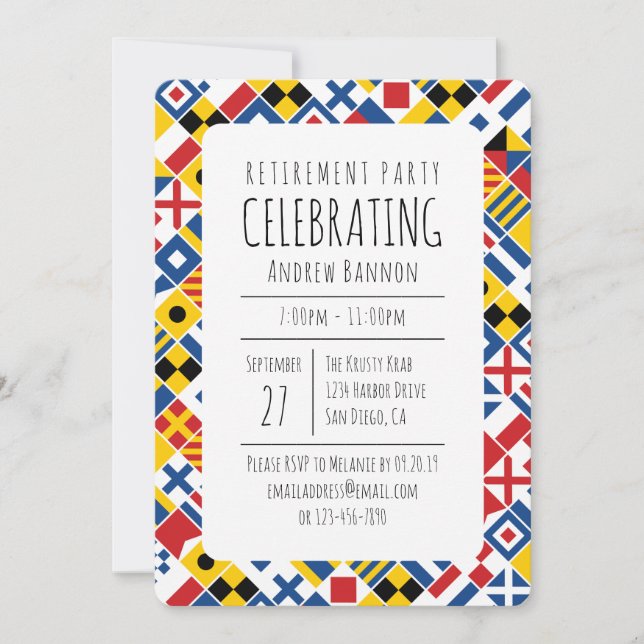 Invitación Jubilación de la señal náutica (Anverso)