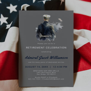 Invitación Jubilación de la silueta naval azul