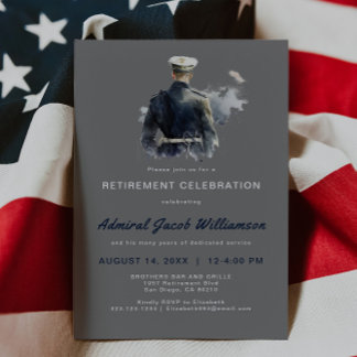 Invitación Jubilación de la silueta naval azul