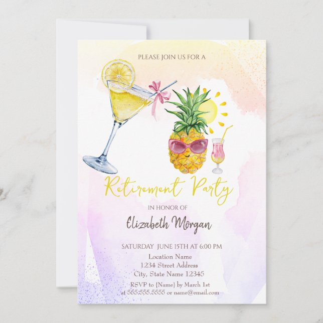 Invitación Jubilación de limón de cola de cocción de piña (Anverso)