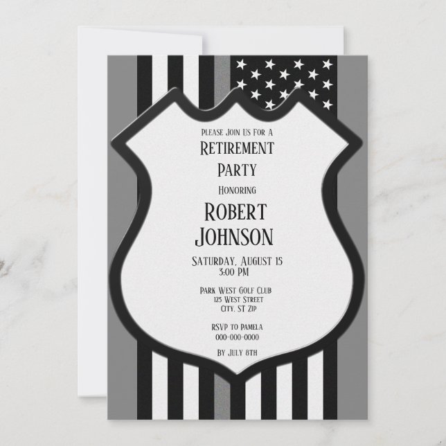 Invitación Jubilación de línea gris fina (Anverso)