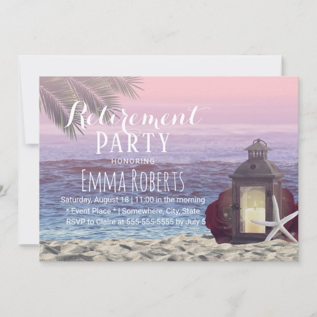 Invitación Jubilación de linternas de la estrella de la playa (Anverso)