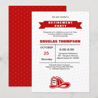 Invitación Jubilación de los bomberos rojos y blancos
