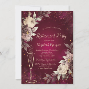 Invitación Jubilación de los Rosas de Rubor de vidrio de oro 