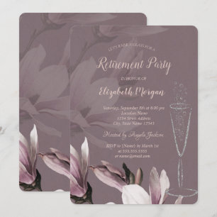 Invitación Jubilación de Magnolia de Vidrio de Champagne