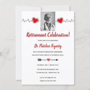 Invitación Jubilación de Médicos de pulso cardíaco editable