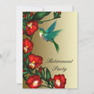 Invitación Jubilación de mujer Hibisco Rojo Colibrí