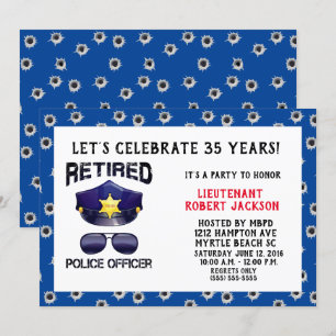 Invitación Jubilación de Oficial de Policía de Bullet Hole Gr