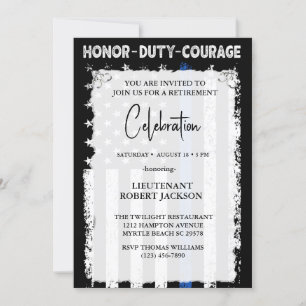 Invitación Jubilación de Oficial de Policía Graduación Cumple