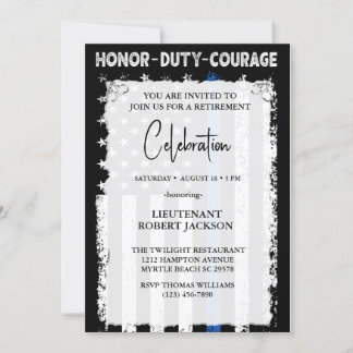 Invitación Jubilación de Oficial de Policía Graduación Cumple