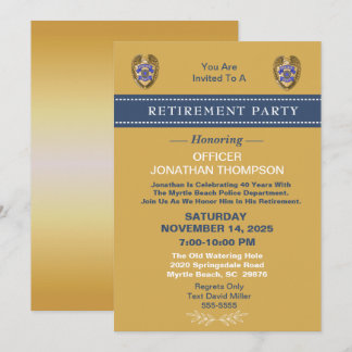 Invitación Jubilación de oro de la Línea Azul con distintivo 