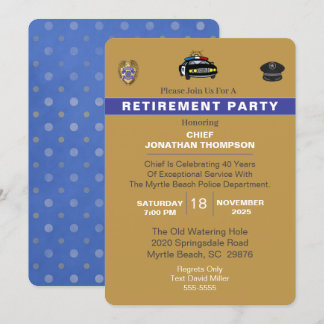 Invitación Jubilación de oro del jefe de policía de la línea