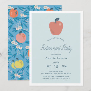 Invitación Jubilación de profesor azul de Apple Floral