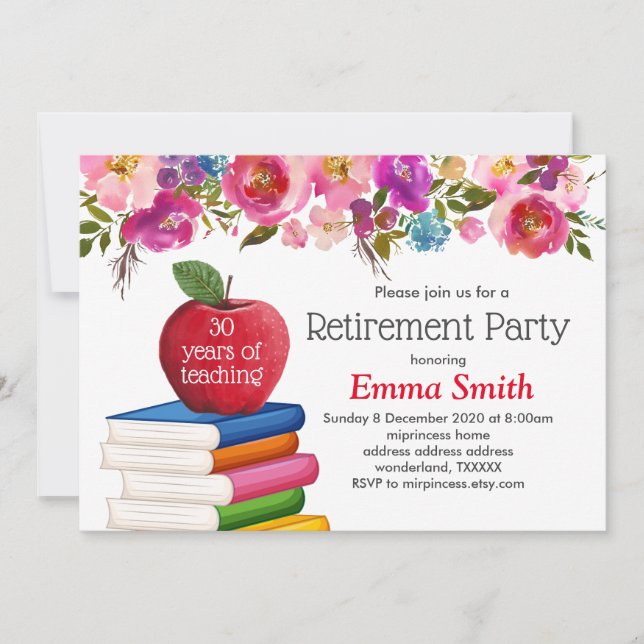 Invitación jubilación de profesores, Apple, retiro de profeso (Anverso)