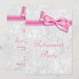 Invitación Jubilación de Rosa Damask y Lazo Falso