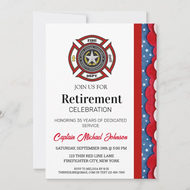 Invitación Jubilación del Departamento de Bomberos de la Líne (Anverso)