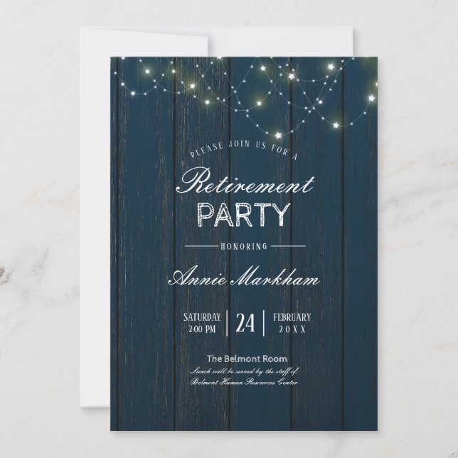 Invitación Jubilación del tablero de la Marina Blue Barn (Anverso)