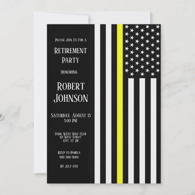 Invitación Jubilación delgada de la línea amarilla (Anverso)